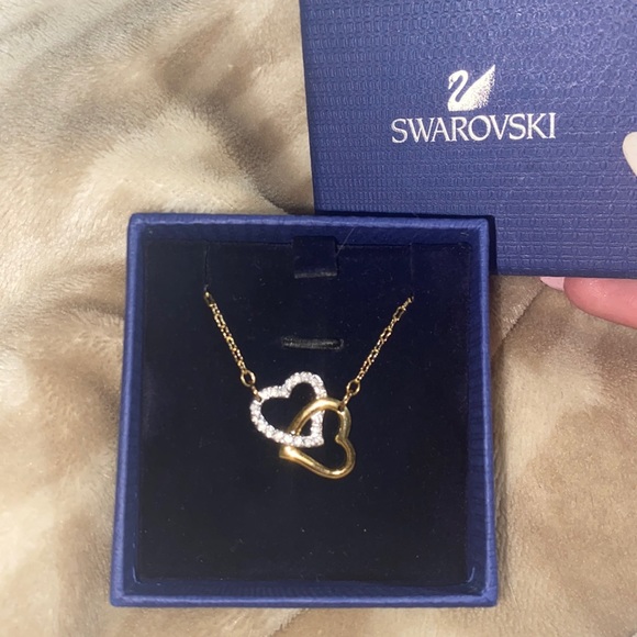 Swarovski Jewelry - Authentic Swarovski double heart necklace
